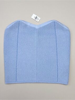 Aerie LARGE Baby Blue Stretchy Rib Knit Strapless Sweetheart Corset Tube Top NWT